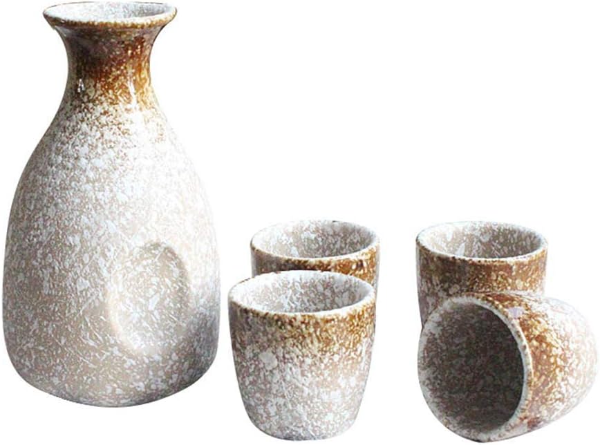 5 Piece Sake Set Japanese Ceramic Sake Set Household Sake Pot Ceramic Material 4 Sake Cups 1 Sake Pot