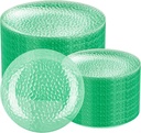 Rubtlamp 100 Pcs Clear Green Plastic Plates Dinnerware Set, Green Hammered Disposable Plates, Clear Plastic Party Plates Set Include 50 Dinner Platos,50 Dessert platos for Party