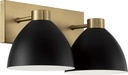 HomePlace Lighting 152021AB Ross Modern Luxe Art Deco Mid-Century Matte Black Metal Cone Bath Vanity Wall Light, 2-Light 200 Total Watts, 8" H x 17" W, Aged Brass and Black