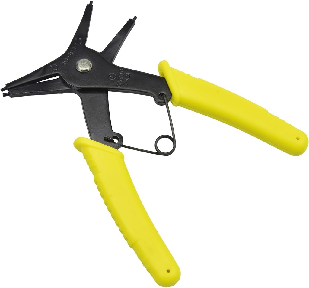 2 in 1 Snap Ring Pliers, Dual-purpose Retaining Ring Plier C-clip Plier for 10mm-40mm, Diameter Snap Ring Multifunctional Installation and Removal Tool (Yellow)