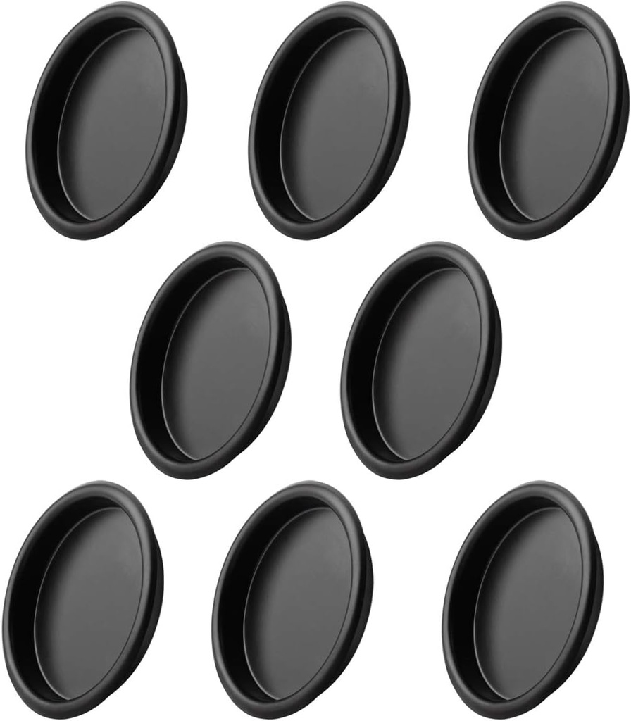 8 Pack Closet Door Finger Pull Black - 2-1/8” Round Sliding Finger Door Pull, Easy Snap-in Installation