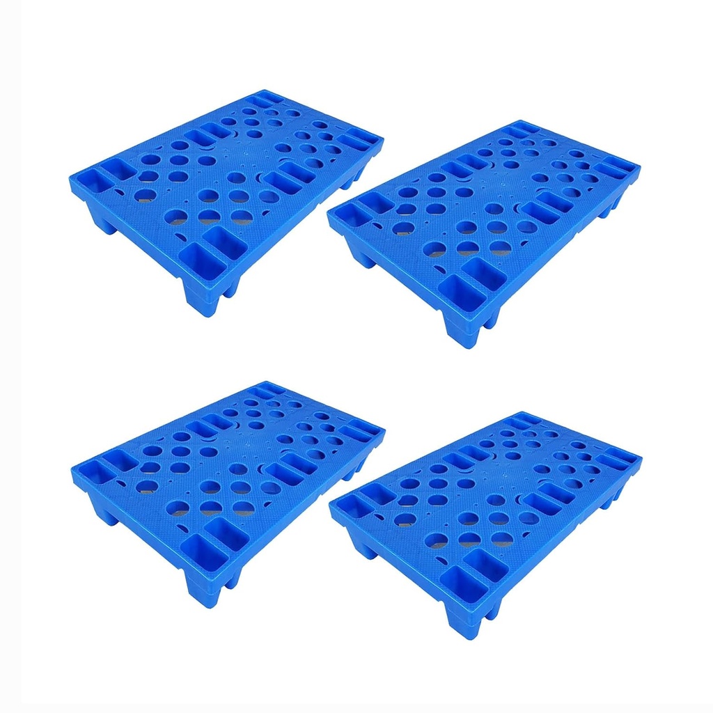 Plastic Pallet, 4pcs Lightweight Nestable Blue Polyethylene Pallets, Mini Moisture-Proof Floor Pallet, for Restaurant Kitchens Shops Supermarket Basement Storage Warehouse L 19.6" x W 11.8"x H 3.9"