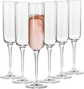 Krosno Crystal Champagne Flute Glass, Set of 6, 5.8 oz, Glamour Collection, Elegant Slim Champagne Flutes for Prosecco, Sparkling Wine, Champagne and Mimosas, Dishwasher Safe, Made in Europe