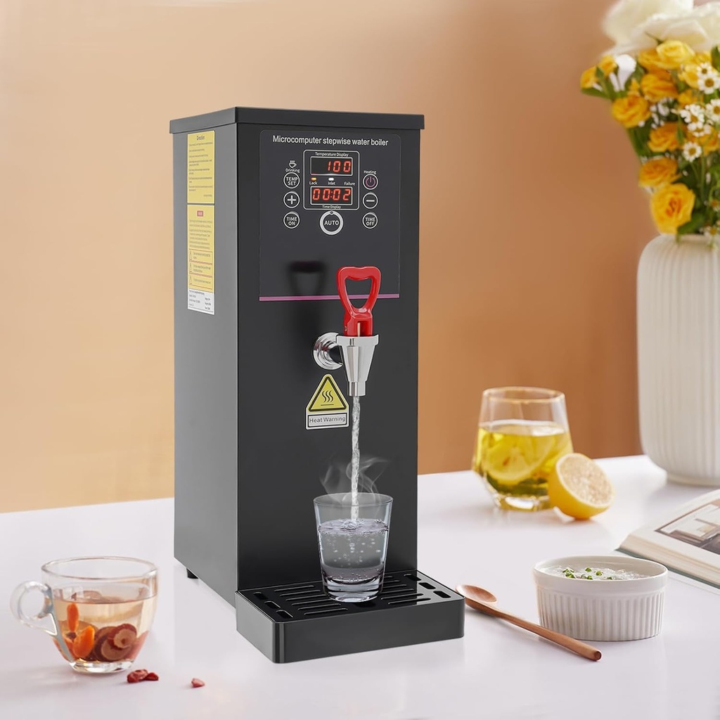 Commercial Milk Frother 2500W 10L Electric Steam Milk Frothing Machine Steam Boiling Water Machine, Milk Foam Espresso Machine with LED Display for Coffee Milk Tea Dessert, Black