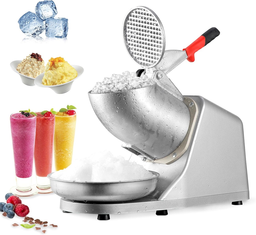 LEMY Electric Shaved Ice Machine, Snow Cone Maker with Stainless Steel Blade for Home, Kitchen, 300B(Silver)