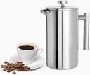 Stainless Steel French Press Coffee Maker 27 oz - Double Wall Insulated Hand Brewing Pot with Extra Durable French Filter - Perfect for Tea & Coffee, No Glass, Ideal for Camping