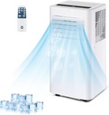 Portable Air Conditioner with Cooling, Dehumidifier and Fan Functions, Standing Cooling, 8000 BTU, Cools Up to 420 Sq. Ft., Remote Control, LED Display, and Window Venting Kit Included