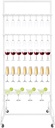 Champagne Display Stand, 5Tiers Champagne Rack Shelf 40Wine Glass Rack With 4Casters For Wedding Birthday Party Bars Home, 26 * 16.5 * 66In (White)