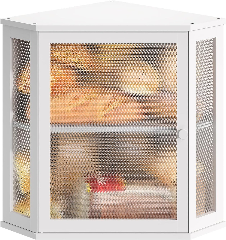 Corner Bread Box Kitchen Countertop Extra Large Capacity Farmhouse Bread Box, Corner Countertop Storage, Double Layer Bread Holder (White, Extra Large)