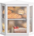Corner Bread Box Kitchen Countertop Extra Large Capacity Farmhouse Bread Box, Corner Countertop Storage, Double Layer Bread Holder (White, Extra Large)