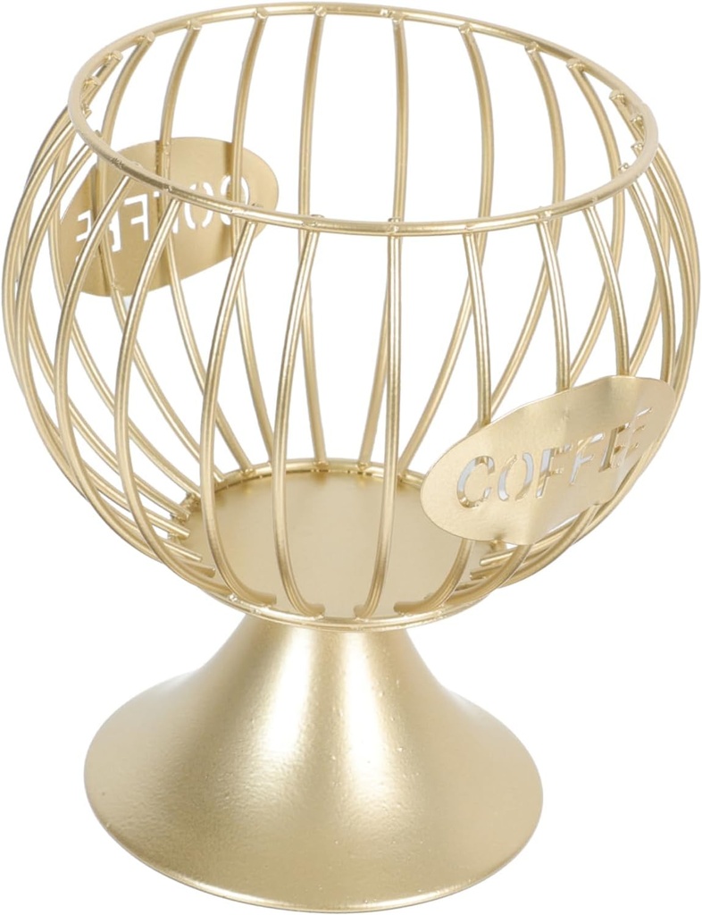 Mobestech 1Pc Golden Iron Art Coffee Capsule Storage Basket Versatile Holder for Kitchen Office Use Organizer for Vegetables Fruits Coffee