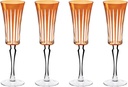 Vikko Champagne Flutes, Timeless Collection 6 Ounce Elegant Wine Glass for Fine Dining, Set of 4 Amber Goblets with Stem, Dishwasher Safe