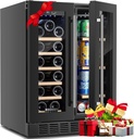 BODEGA Beverage Refrigerator Black, 24 Inch Dual Zone Wine and Beverage Cooler Under Counter, Drink Fridge for Beer, Soda, Wine, Champagne, Holds 41 Cans and 17 Bottles