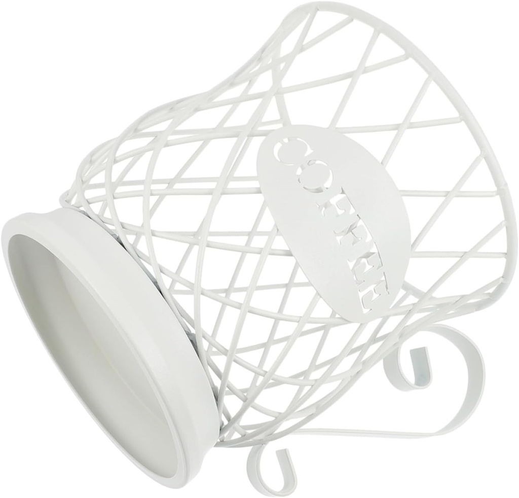 Metal Coffee Pod Holder Basket Sturdy Coffee Capsule Organizer for Kitchen Office Capacity Storage with Cut Design White