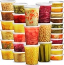 JoyServe Deli Food Containers with Lids - (48 Pack) 16 Sets of Each Size - 8 Oz-Cup / 16 Oz-Pint / 32 Oz-Quart Sizes Food Storage Takeout Meal Prep Storage, BPA-Free, Dishwasher, Microwave Safe