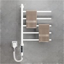 Swivel Towel Warmer Rack, Rotating Electric Heated Towel Rack Wall Mounted, Stainless Steel Towel Warmers for Bathroom, 5 Bars with Timer, 1h-24h,82w,for Home Bathroom, Spas,Plug-in, White