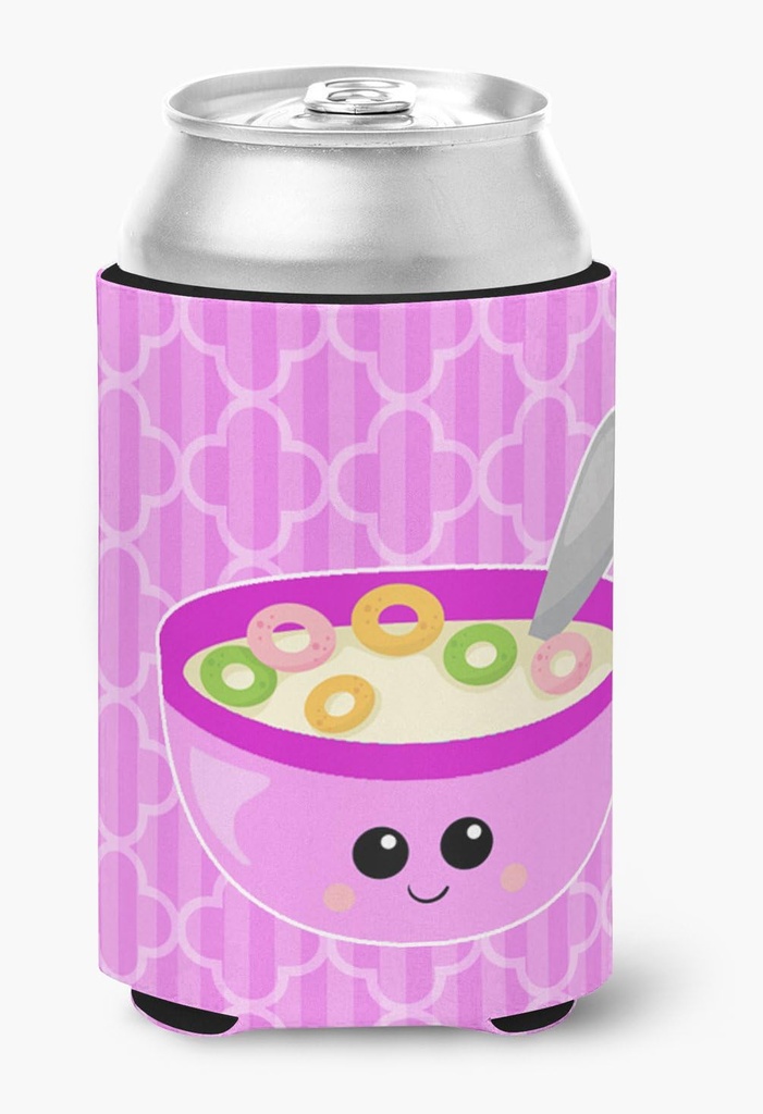Caroline's Treasures BB7163CC Pink Bowl of Cereal Can or Bottle Hugger Cooler Washable Drink Sleeve Collapsible Beverage Insulated Holder, Can Hugger, Multicolor