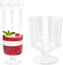 50PCS Dessert Cups with Spoons-5oz,Mini Clear Plastic Reusable Appetizer Cups,Goblet Wine Shot Disposable for Pudding, Fruit Mousse and Ice Cream(Clear)