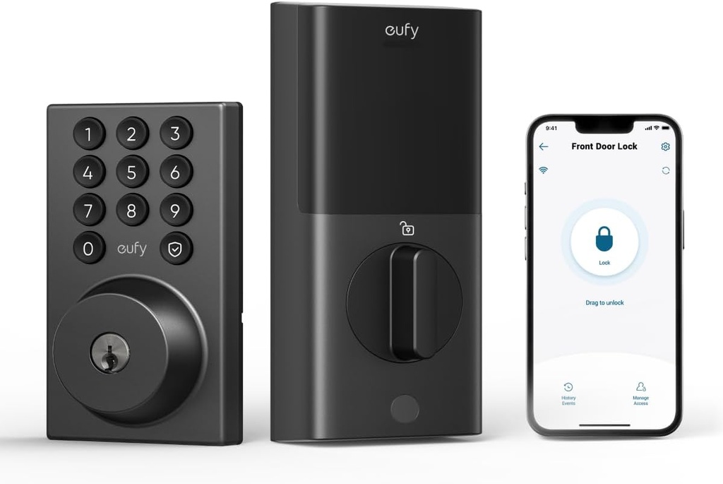 eufy Security Smart Lock C30, Keyless Entry Door Lock, Built-in WiFi Keypad Deadbolt for Front Door, No Bridge Required, Easy Installation, App Remote Control, Reliable Power, BHMA Grade 3