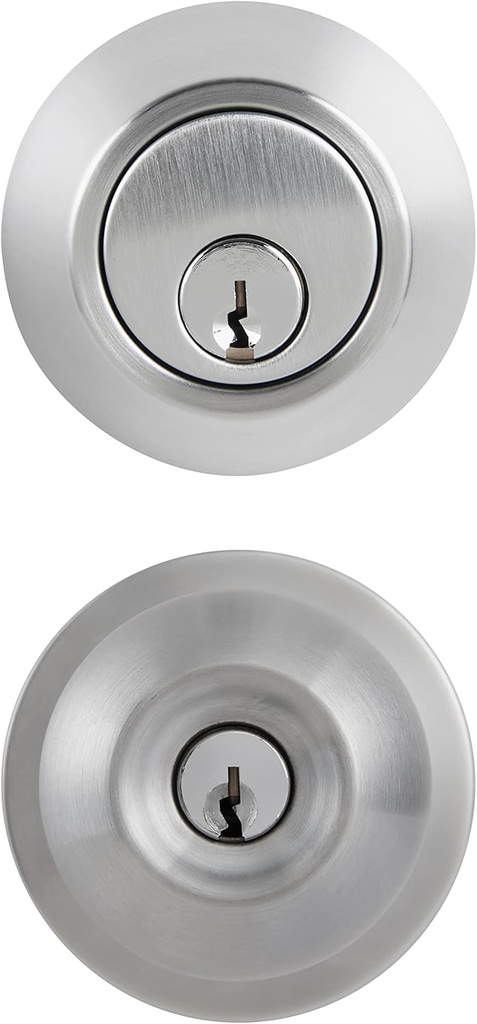 BRINKS Commercial - Keyed Entry Door Knob with Deadbolt Set, Satin Chrome Finish - Meets ANSI Grade 2 Standards