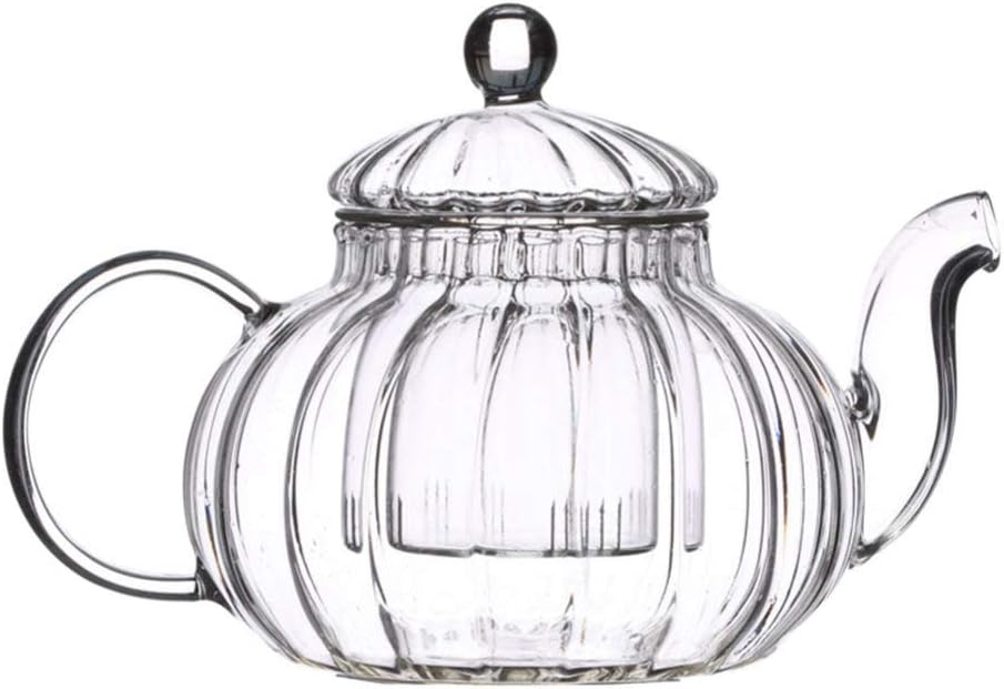 Glass Teapot with Infuser, Stovetop Safe Tea Kettle, Blooming and Loose Leaf Tea Maker 300ml