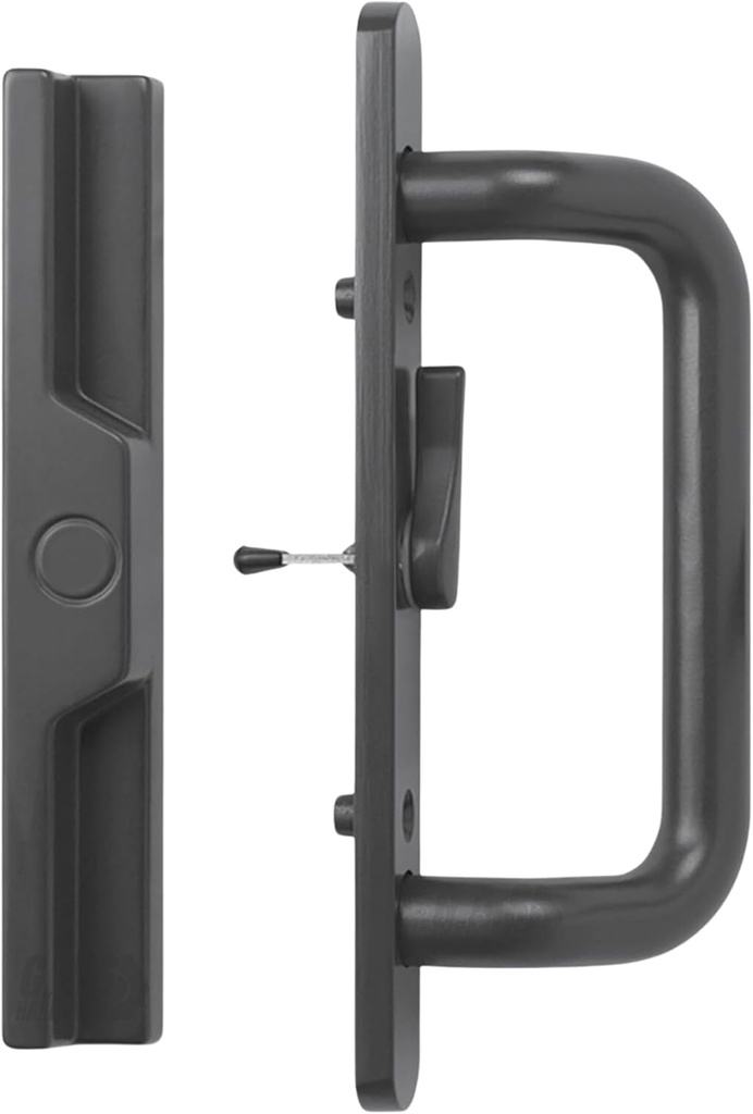 Sliding Glass Door 8.5" Handle Set Replacement | 3-15/16" Hole Spacing - No Mortise Lock | Fix and Repair Glass Door Hardware - Center Latch Handle, Right-Handed Orientation - Bronze