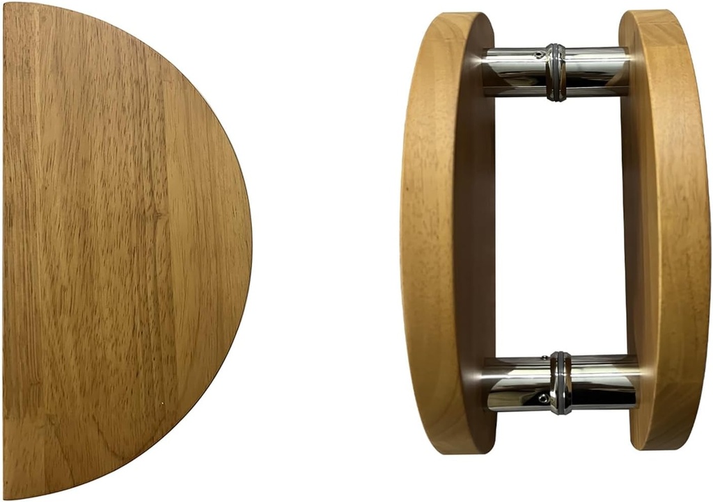 Solid Wood Push Pull Door Handles, Round Door Handle Grab Bar with Metal Accessories, Back-to-Back Handle Pull Set Easy to Install (Color : Half Round, Size : 20cm/7 7/8" L)