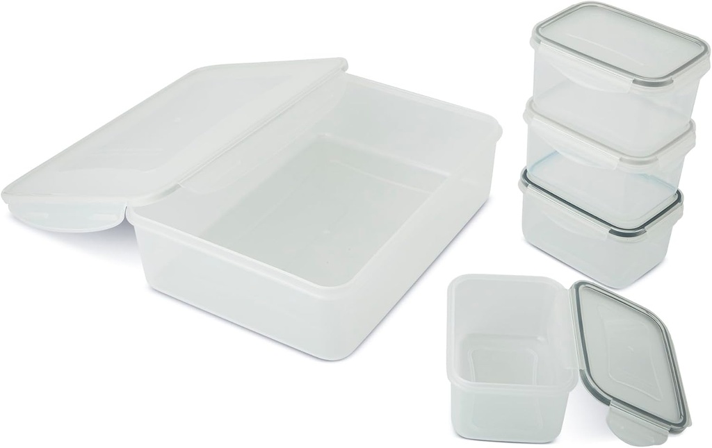 Core Kitchen 5-Piece Food Storage Container Set – Airtight, BPA-Free, Stackable Containers with Snap-Lock Lids – Eclipse