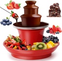 3 Layer Chocolate Waterfall Hotpot Machine, Electric Chocolote Fondue Fountain with Detachable Tray, Chocolate Melting Fondue Maker with Hot Melting Pot Base for Party, Home
