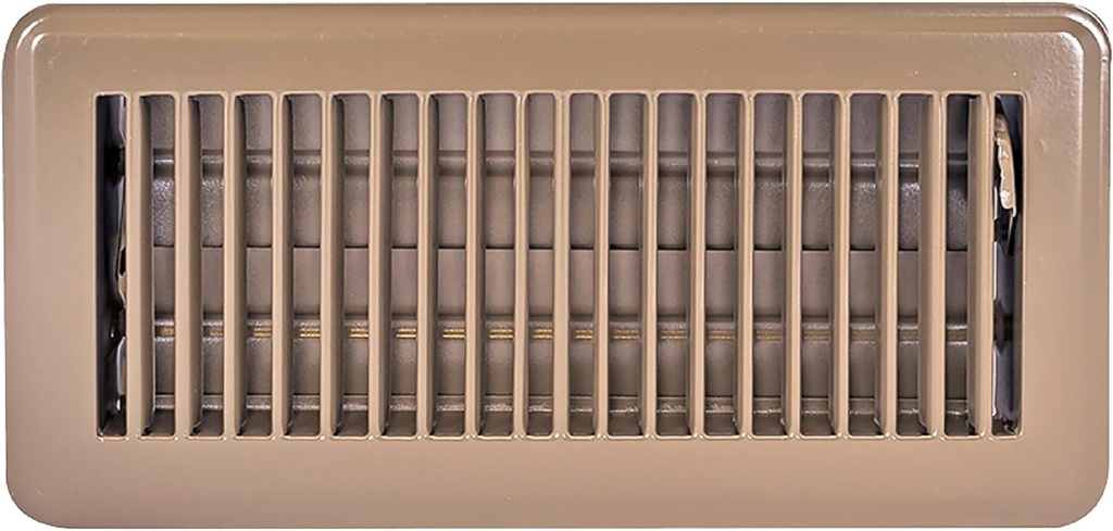 EZ-FLO 4 x 10 Inch (Duct Opening) Floor Register Vent Cover, One-Way Ventilation Register Diffuser, Solid Steel HVAC Air Vent Cover, Brown, 61602