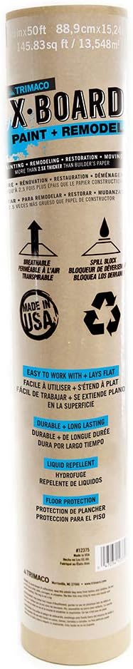 Trimaco X-Board Paint & Remodel, Lightweight Breathable Surface Protector, 1 roll, 35-inch x 50-feet, Brown
