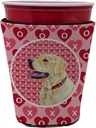 Caroline's Treasures LH9158RSC Labrador Hearts Love and Valentine's Day Red Cup Hugger Cup Cooler Sleeve Hugger Machine Washable Drink Sleeve Hugger Collapsible Insulator Beverage Insulated Holder
