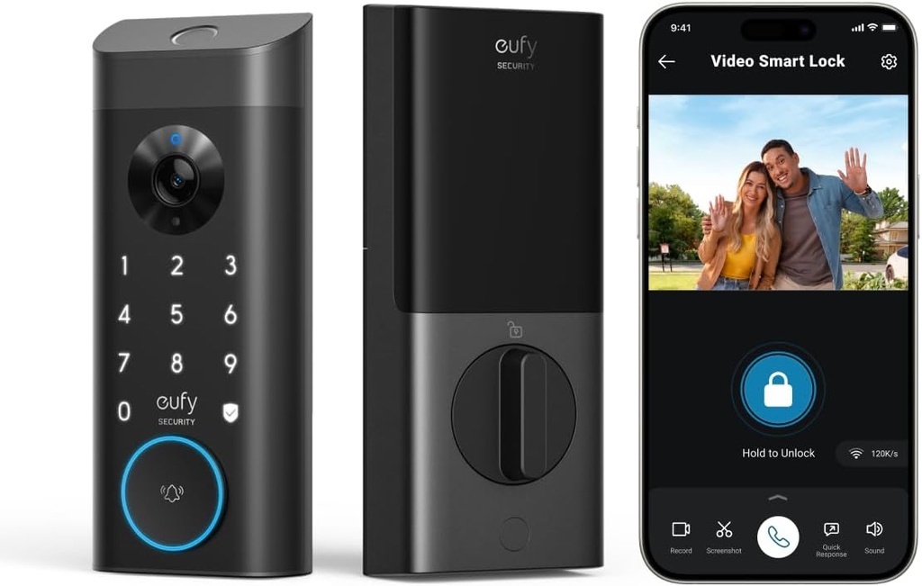 eufy Security Video Smart Lock E330, 3-in-1 Camera+Doorbell+Fingerprint Keyless Entry Door Lock, Smart Built-in Wi-Fi Deadbolt for Front Door, Auto Lock, App Remote Control, Easy Installation