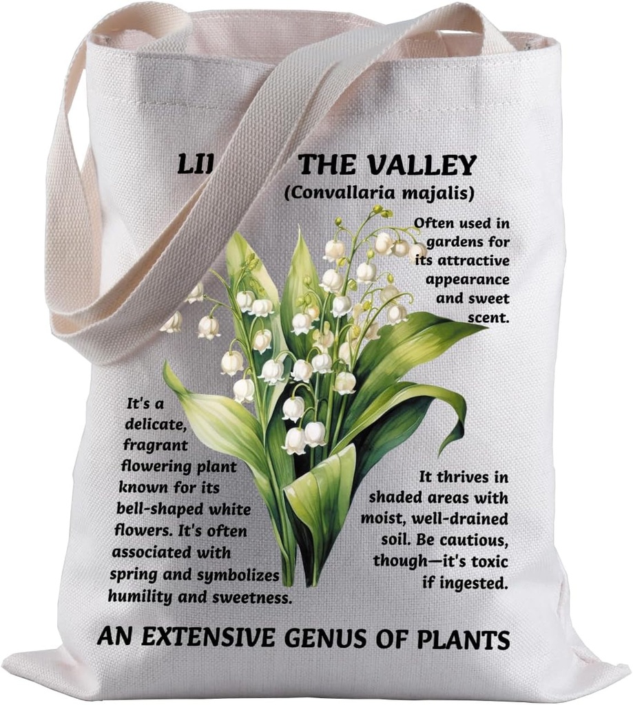 BLUPARK Lily of the Valley Shopping Bag Gift For Gardener Botanical Themed Shopping Bag Botanist Gift