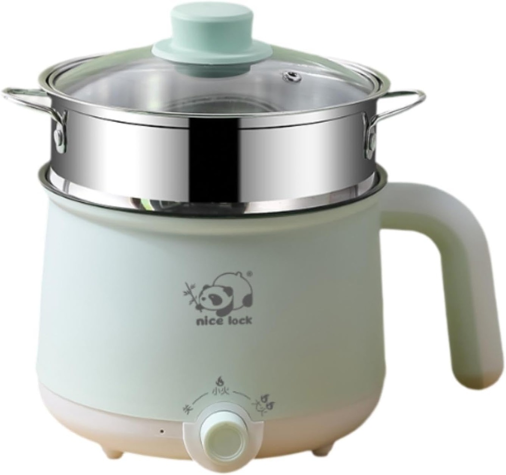 Hot Pot, Multifunctional Non-Stick Cooker with steaming tray, quick Boiling, double Power Control, Portable pasta Cooker for Dorm, Office, Home