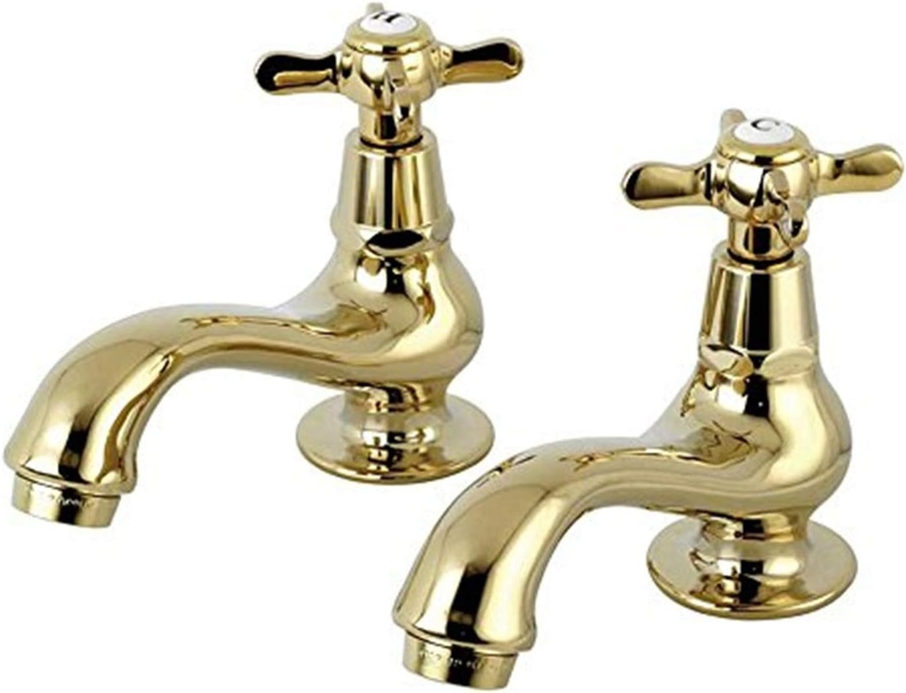 Kingston Brass KS1102BEX Basin Tap Faucet with Cross Handle, Polished Brass