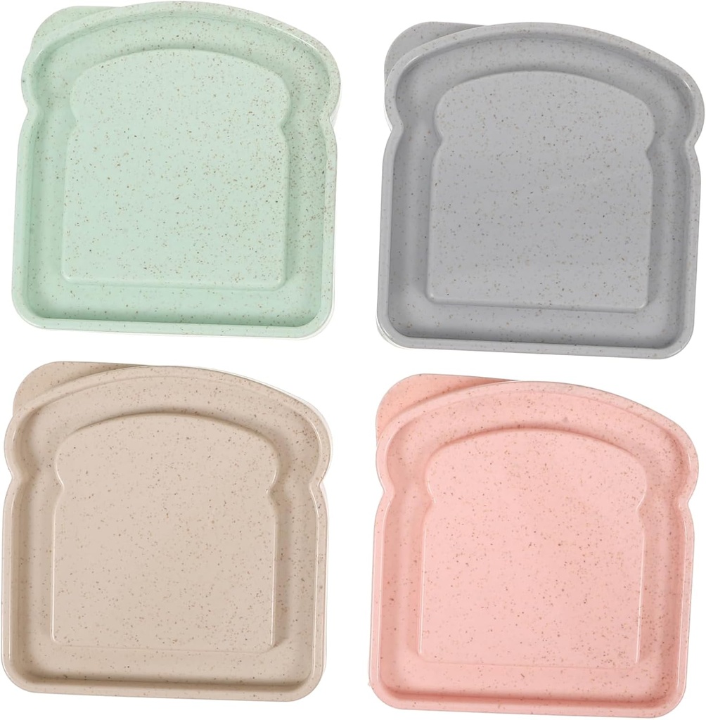 Amosfun 4Pcs Portable Bread Storage Boxes Food Grade Sandwich Containers for Camping Hiking Travel Leak Toast Shape Lunch Boxes with Capacity for Fruits Snacks and Picnic Use