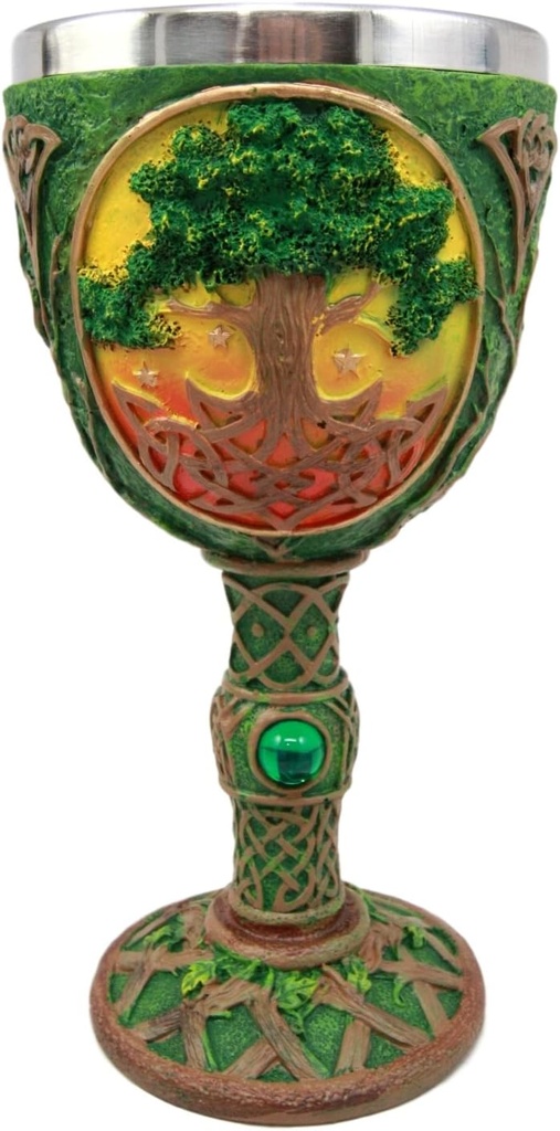 Atlantic Collectibles Large Mystical Celtic Sacred Tree of Life Rejuvenation Healing & Wisdom Wine Goblet Chalice Cup Figurine 8oz