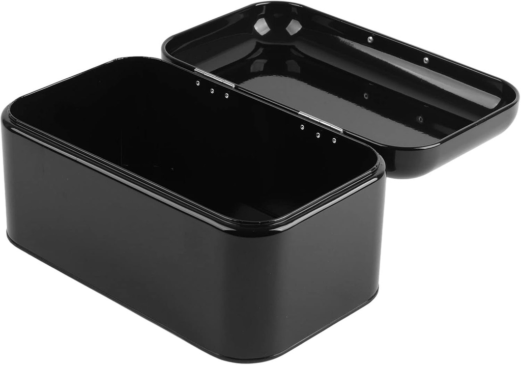 Metal Storage Box, Bread Box for Kitchen Countertop 12x7.1x6.3in Metal Bread Storage Box Metal Bread Box for Living Room, Bedroom, Office (Black)