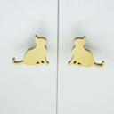 Lovely Cat Knobs and Handles for Drawers Gold Solid Brass Bedroom Cabinets Pulls Handle (Right Cat)