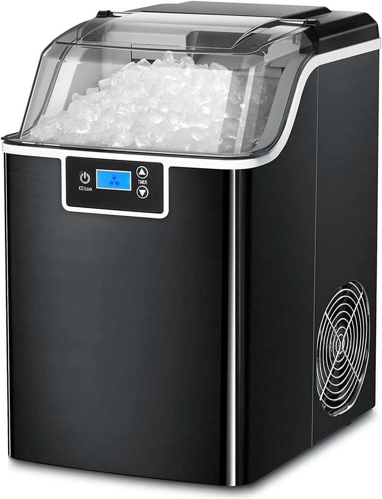 Nugget Ice Maker Countertop with Self-Cleaning,Chewable Pellet Ice Crushed ice 45Lbs/24H,Black
