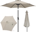 FLAME&SHADE 9ft Patio Umbrella Outdoor - Table Umbrella with Push Button Tilt and Crank, UV Protection, 6 Sturdy Ribs, Market Umbrella for Garden, Deck, Backyard, Lawn, Pool and Beach(Taupe)