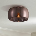 Possini Euro Design Janna 11" Modern Flush-Mount Ceiling Light Fixture Kitchen Foyer Hallway Round Brown Espresso Glass Bedroom Bathroom Entryway Living Room Indoor Office High Ceilings Mini