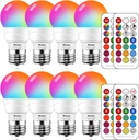 MELPO LED Color Changing Light Bulb with Remote Control, 5W 40W Equivalent, 500LM, 5700K,E26 Dimmable RGB Light Bulbs for Birthday Party/KTV Decoration/Household/Bar/Wedding (Pack of 8)