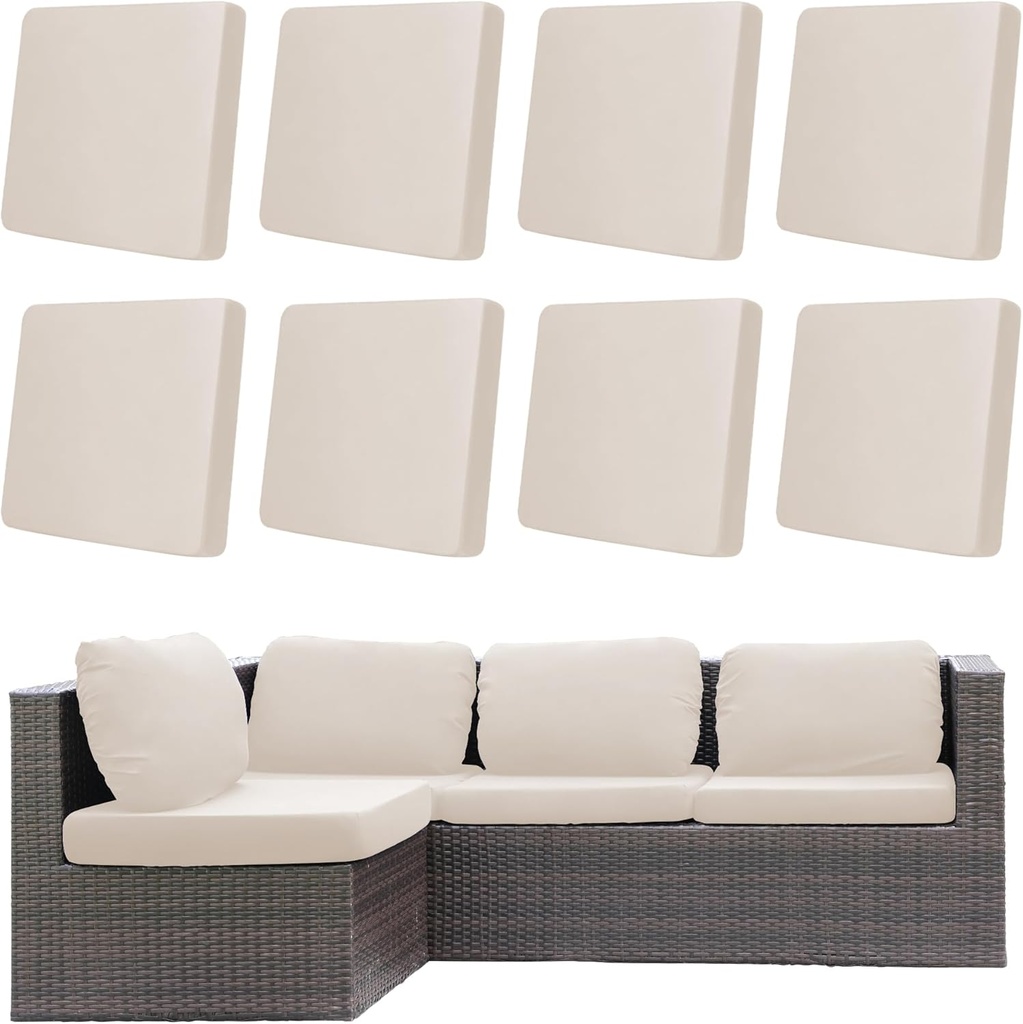 Patio Cushion Covers,Outdoor Couch Covers Replacement,Outdoor Sofa Covers, Suitable for Indoor and Furniture Cushion Covers,Washable Reusable Furniture Protector(Beige,8PCS)