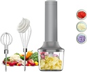 Electric Hand Mixer with Whisk, Handheld Electric Whisk, Hand Blender Set for Mini Food Processor, Rechargeable Cordless Handheld Mixer, Small Food Chopper for Dicing, Mincing, and Puree, 4-Speed,10Oz