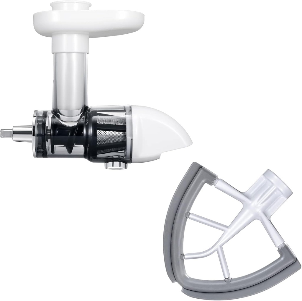 Masticating Juicer Attachment for KitchenAid All Models Stand Mixers & Flex Edge Beater for KitchenAid 4.5/5 QT Tilt Head Stand Mixer