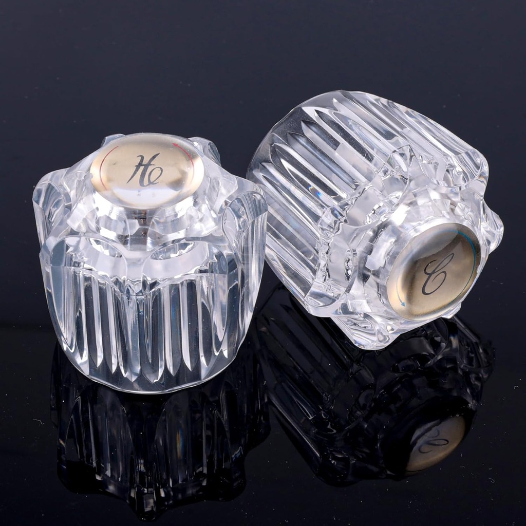 2pcs Shower Knob Replacements Kit, Clear Acrylic Hot/Cold/Diverter Shower Knobs Compatible with Delta/Delex/Peerless Bathtub Shower Faucet Handle
