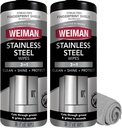 Weiman Stainless Steel Cleaner and Polish Wipes Bundle with Microfiber Cloth-Removes Fingerprints, Water Marks and Grease from Appliances - Works Great on Refrigerators, Ovens, and Grills