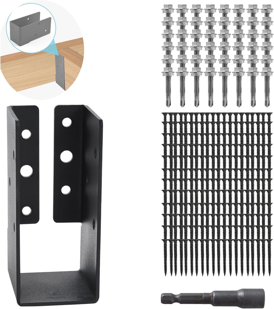 Concealed Joist Hangers, 24 Pcs of 2"x4"Outdoor Concealed-Flange，Q235 Steel Plate Powder-Coated Concealed Joist Steel Bracket for 2"x4" Beam Swing
